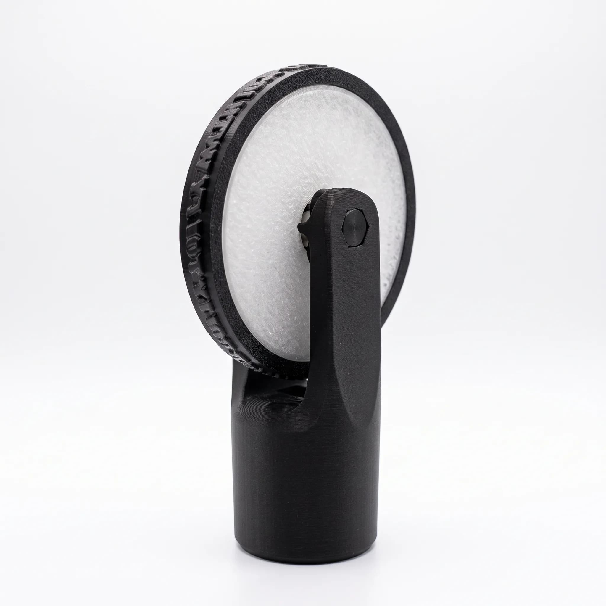 Rolly XL roller head in black with a custom engraved 14mm wheel fitted