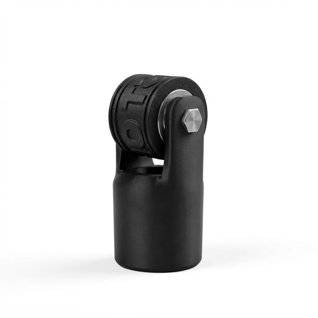 Rolly 3.0 roller head in black with a custom engraved 30mm wheel fitted