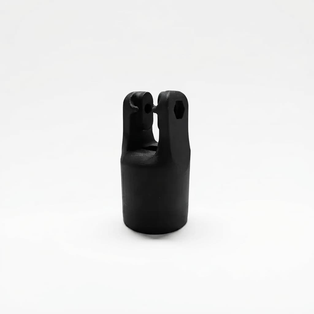 Rolly M roller head in black, empty fork and socket without a wheel