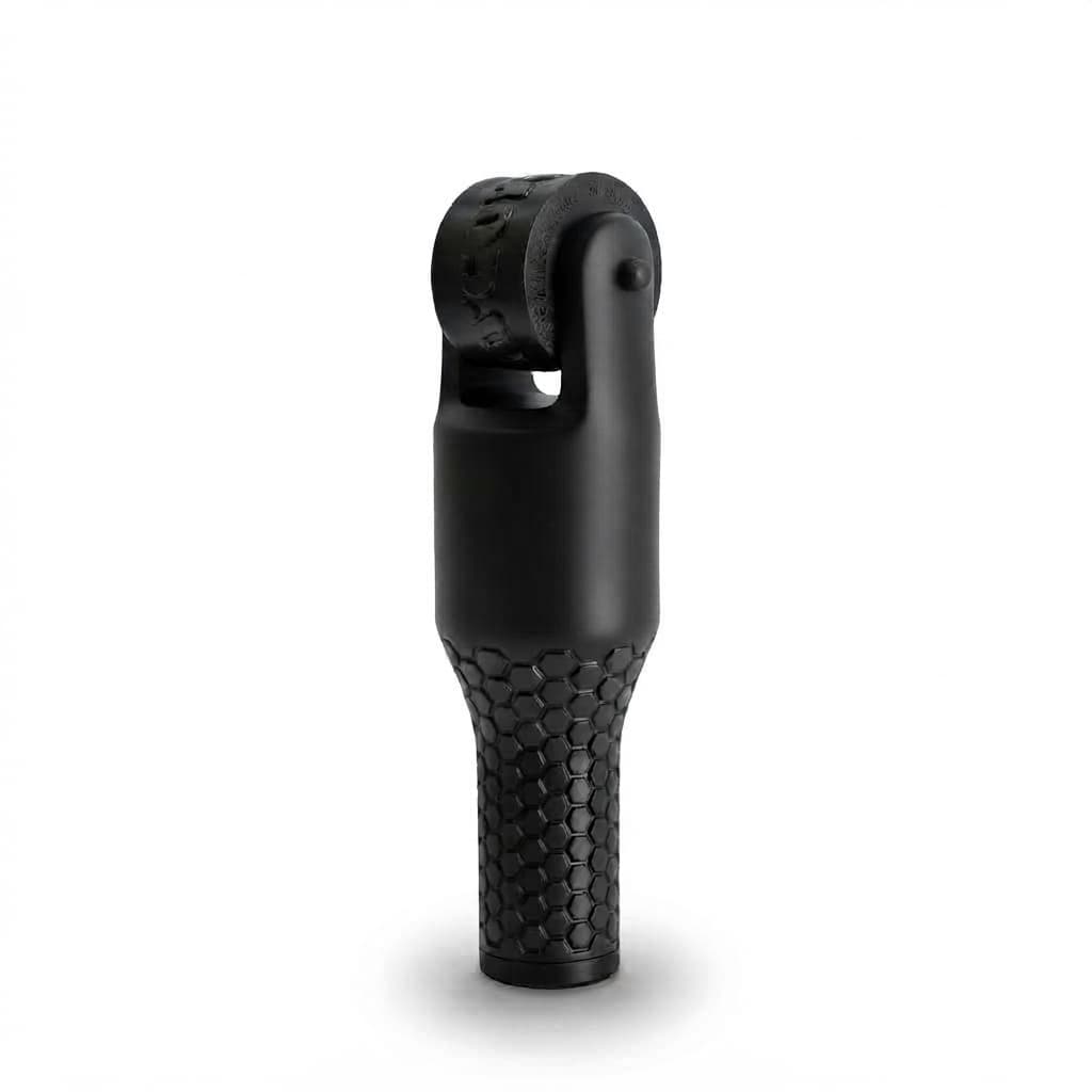 Rolly 3.0 logo roller stamp in black, engraved wheel at the top