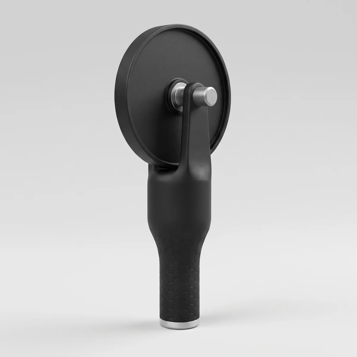 Rolly XL logo roller stamp in black, engraved wheel at the top